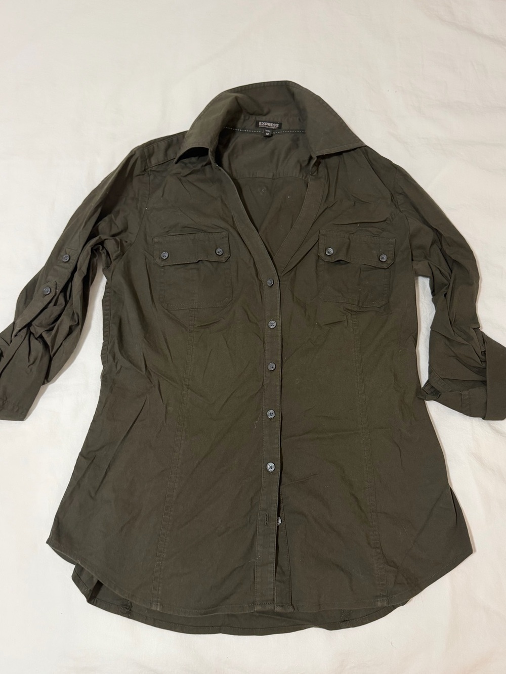Express green button up shirt